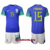 Virallinen Fanipaita + Shortsit Brasilia Fabinho 15 Vieraspelipaita MM-Kisat 2022 - Lasten